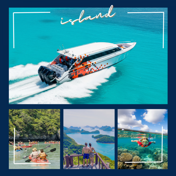 4 เกาะอ่างทอง+เกาะวัวตาหลับ+เกาะเเม่เกาะ+เกาะสามเส้า+เกาะว่าว Premium SpeedBoat